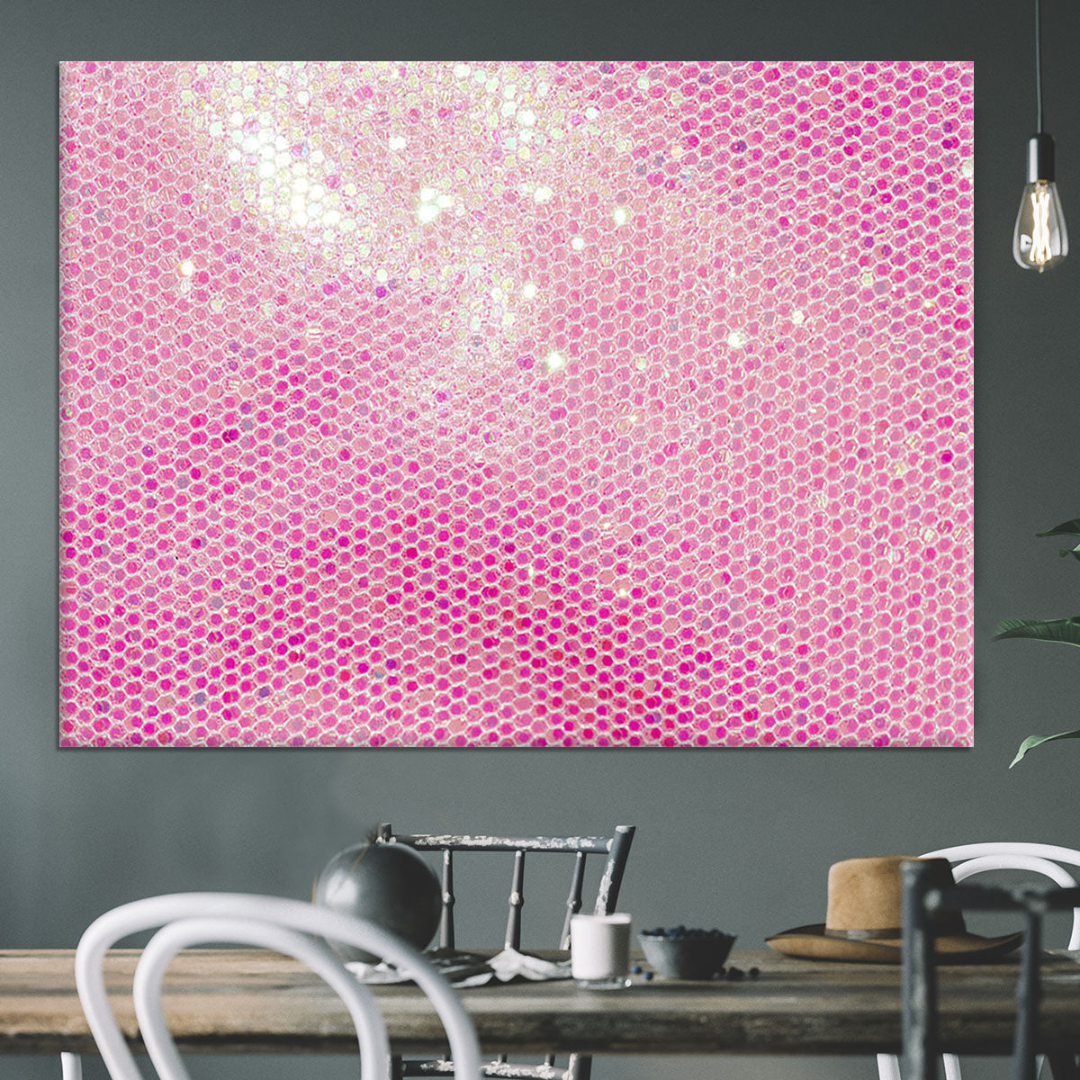 Pale pink sequin fabric Canvas Print or Poster - Canvas Art Rocks - 3