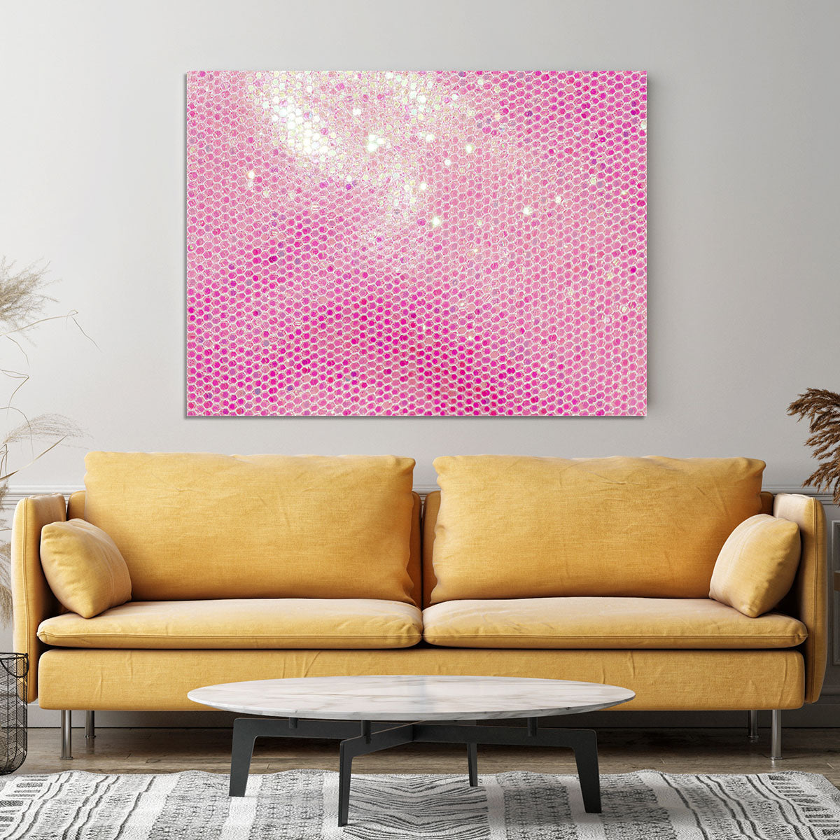 Pale pink sequin fabric Canvas Print or Poster - Canvas Art Rocks - 4
