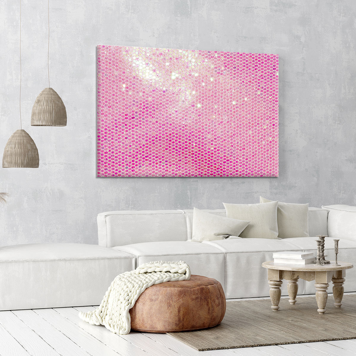 Pale pink sequin fabric Canvas Print or Poster - Canvas Art Rocks - 6