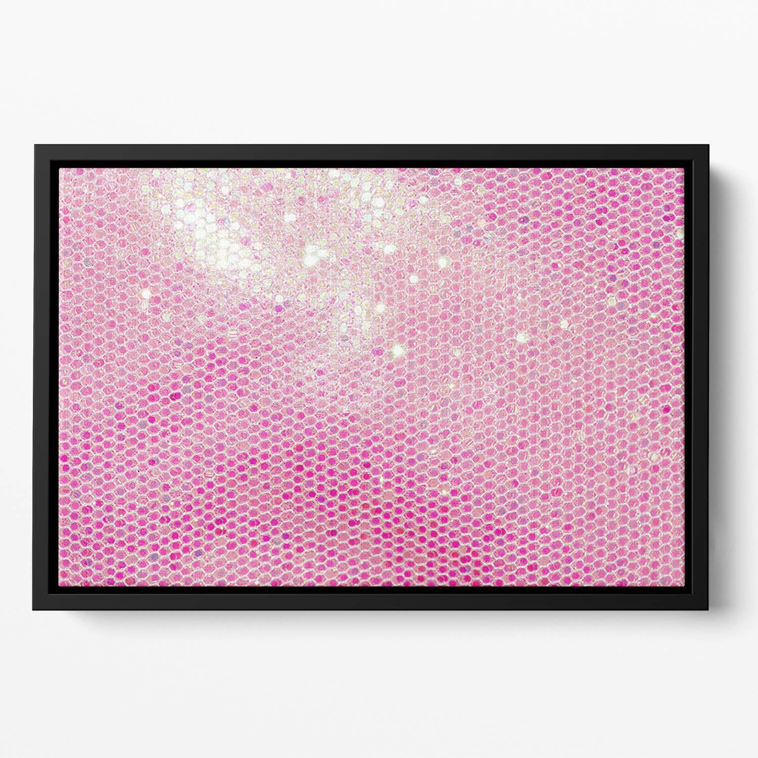 Pale pink sequin fabric Floating Framed Canvas