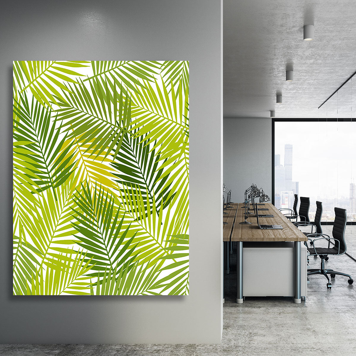 Palm leaf silhouettes seamless Canvas Print or Poster - Canvas Art Rocks - 3