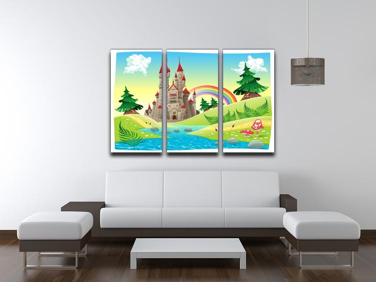 Panorama with castle 3 Split Panel Canvas Print - Canvas Art Rocks - 3