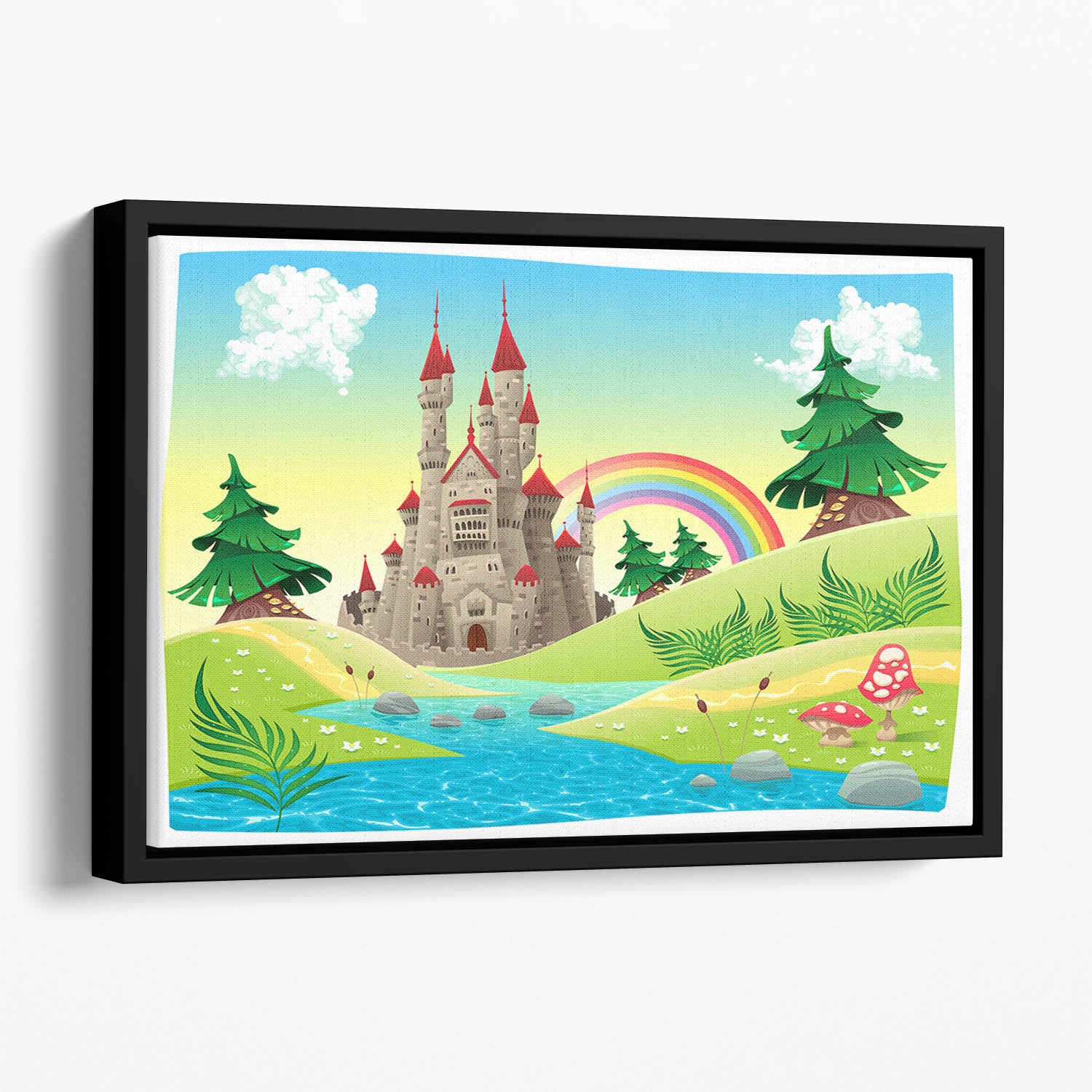 Panorama with castle Floating Framed Canvas