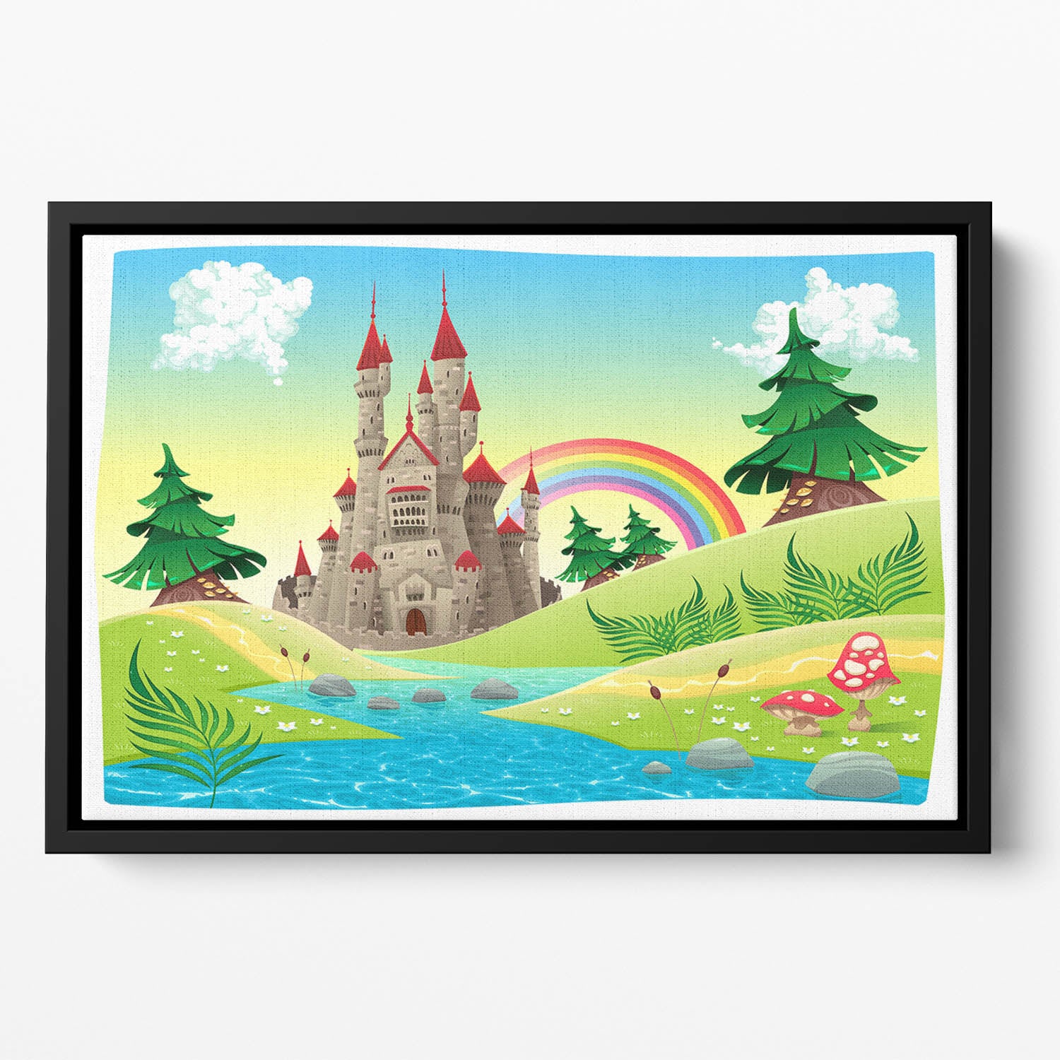 Panorama with castle Floating Framed Canvas