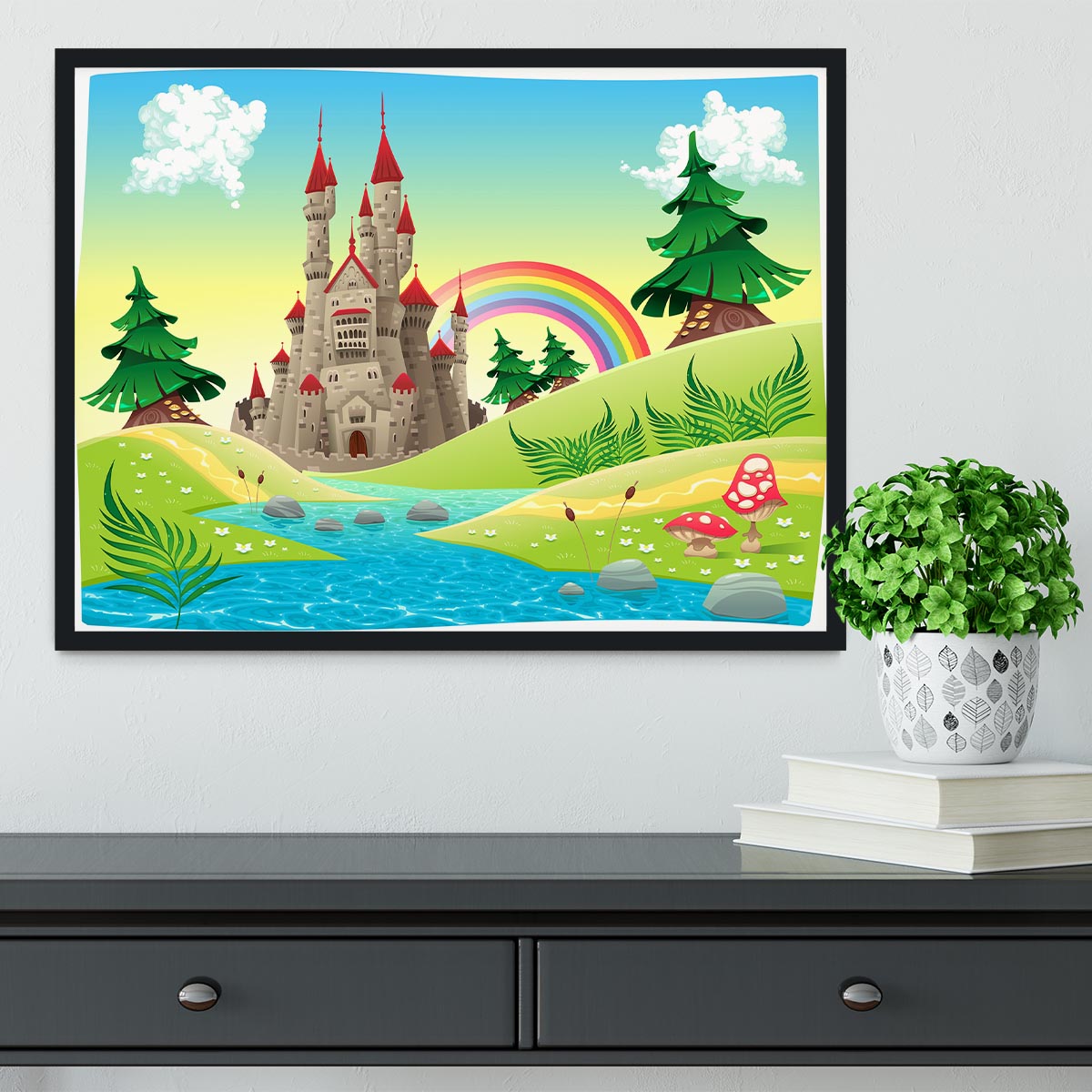Panorama with castle Framed Print - Canvas Art Rocks - 2