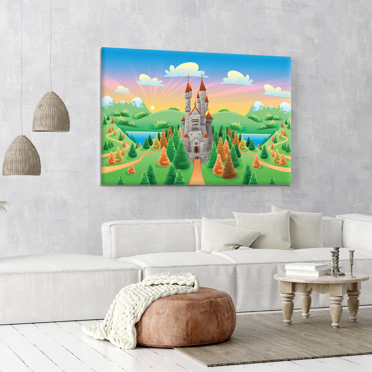 Panorama with medieval castle Canvas Print or Poster - Canvas Art Rocks - 6