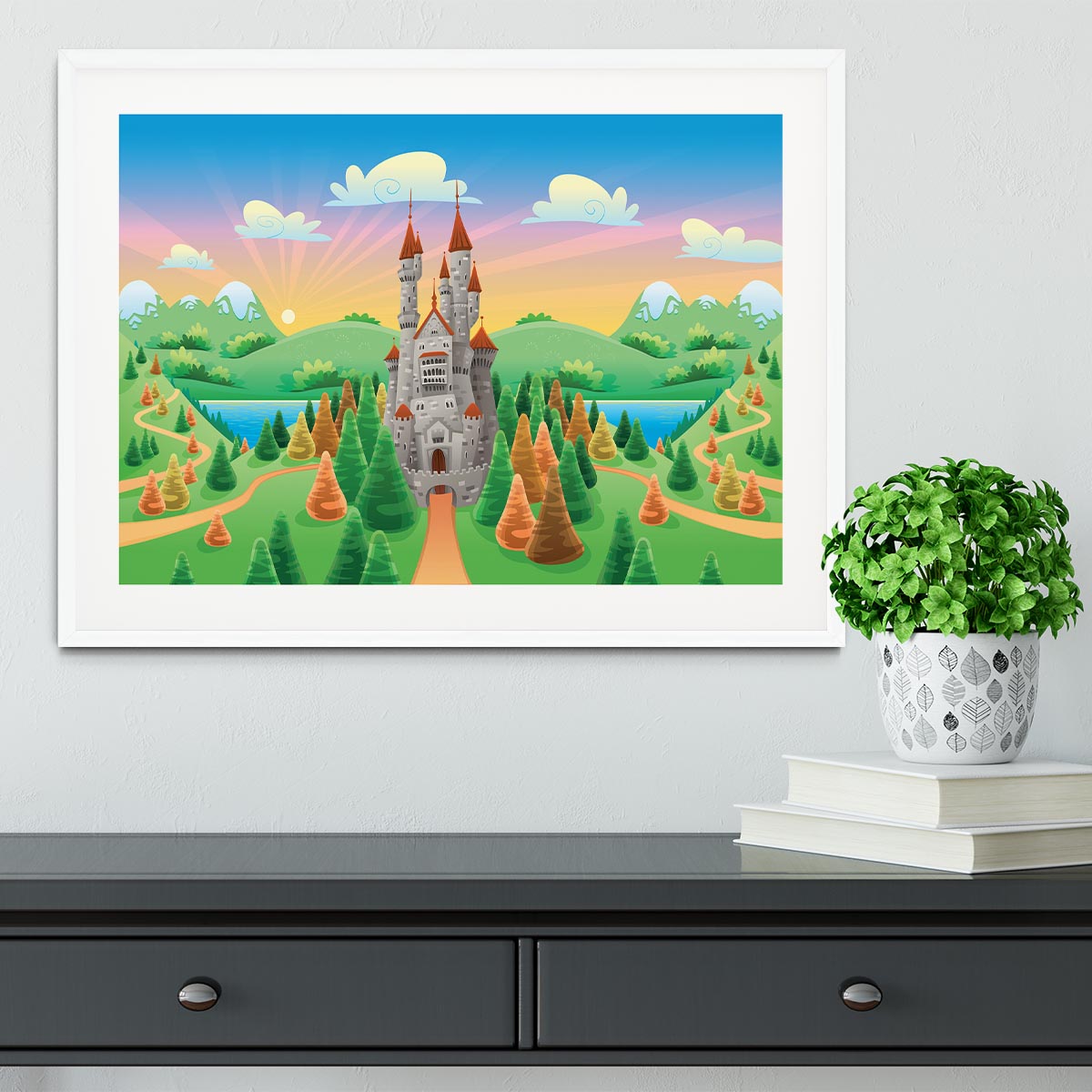 Panorama with medieval castle Framed Print - Canvas Art Rocks - 5
