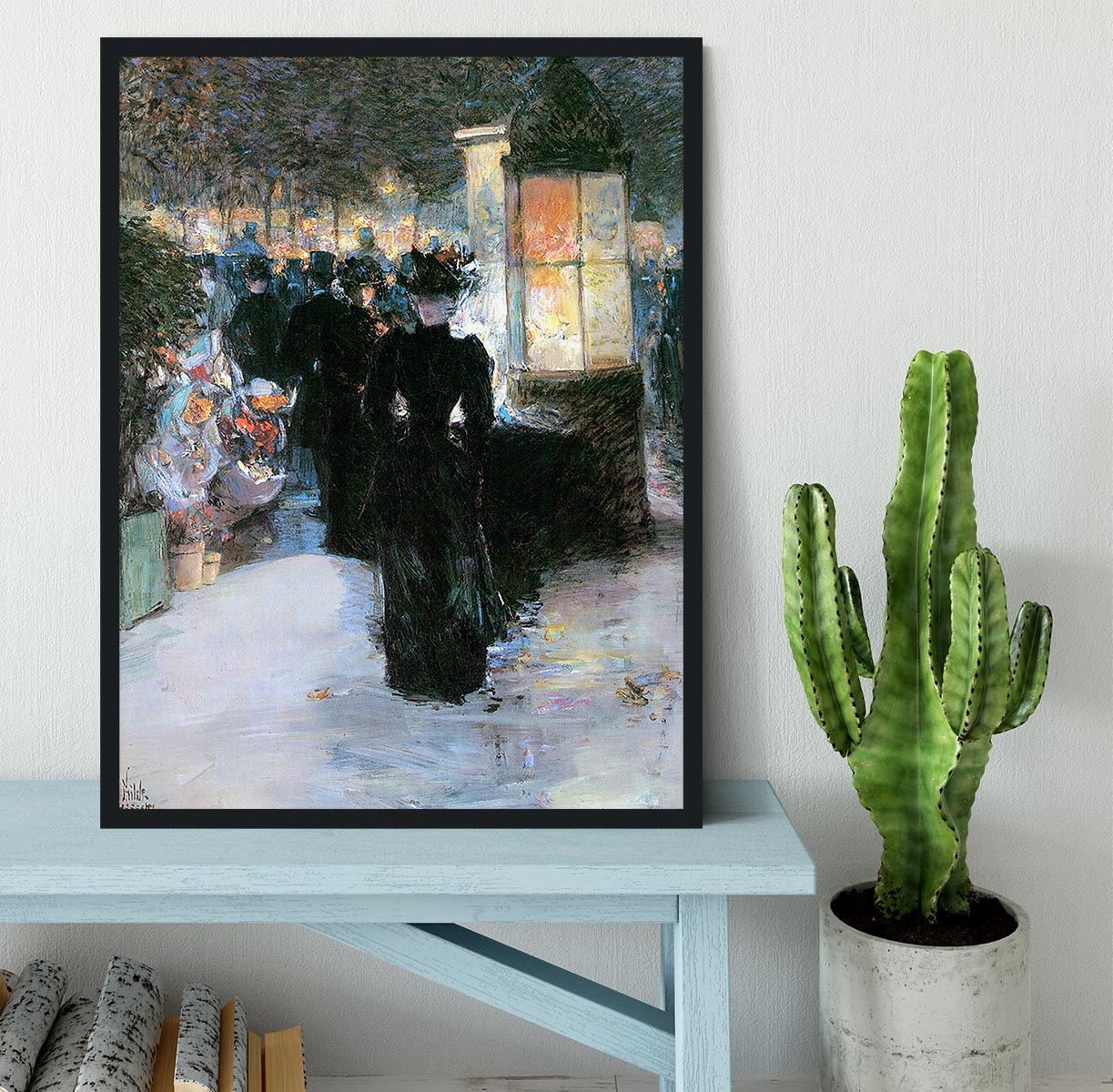 Paris Nocturne by Hassam Framed Print - Canvas Art Rocks - 2