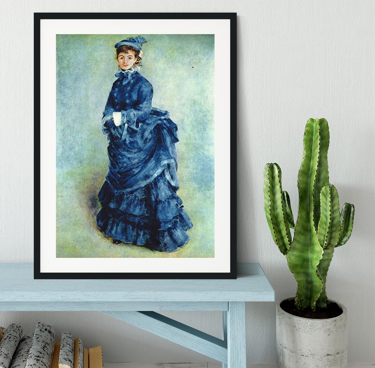 Paris girl the lady in blue by Renoir Framed Print - Canvas Art Rocks - 1