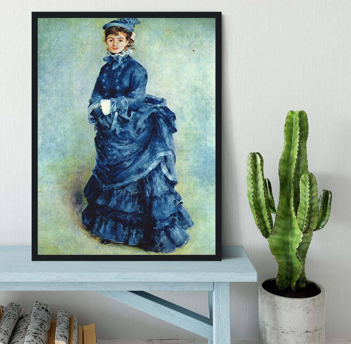 Paris girl the lady in blue by Renoir Framed Print - Canvas Art Rocks - 2