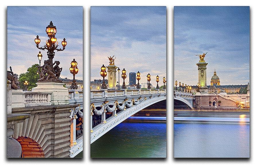 Paris image of the Alexandre III 3 Split Panel Canvas Print - Canvas Art Rocks - 1