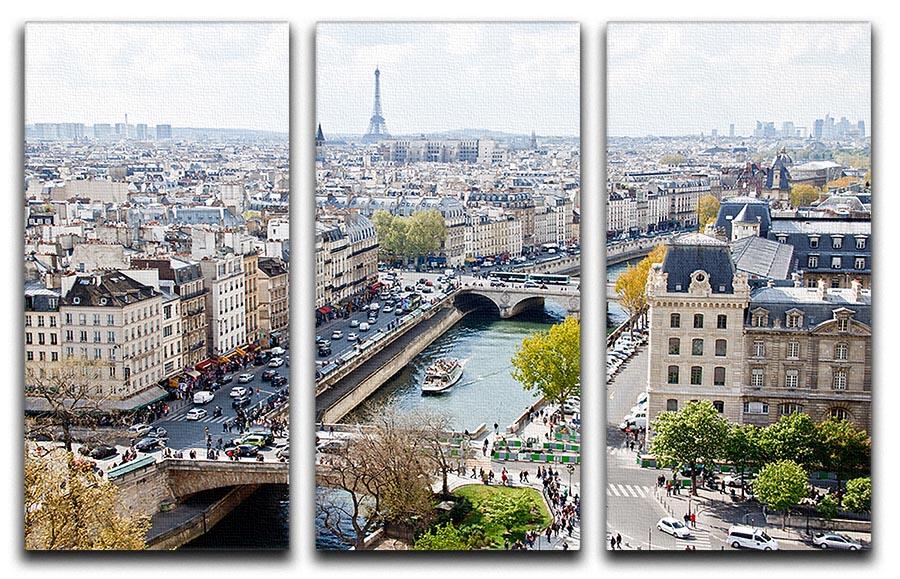Paris skyline from the top of Notre Dame 3 Split Panel Canvas Print - Canvas Art Rocks - 1