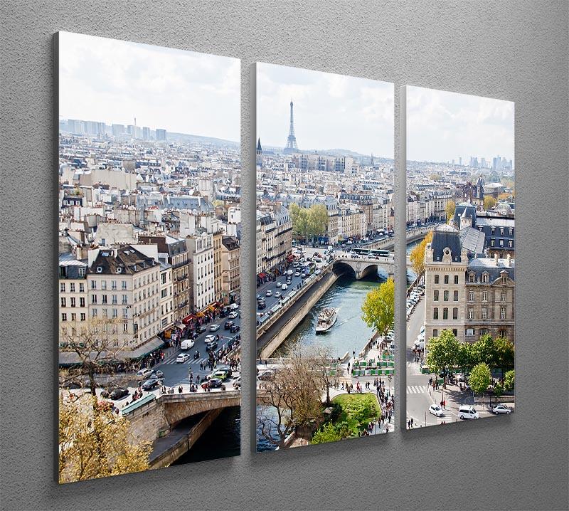 Paris skyline from the top of Notre Dame 3 Split Panel Canvas Print - Canvas Art Rocks - 2