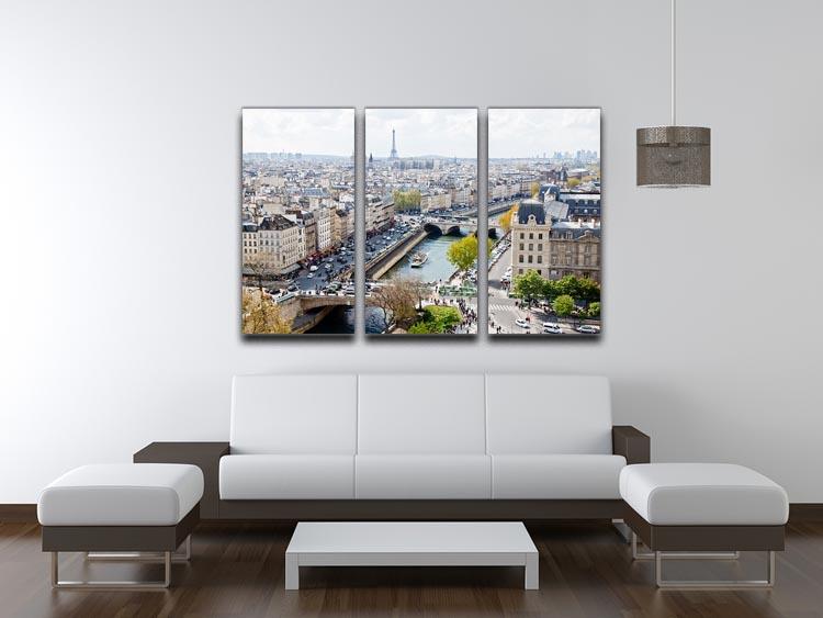 Paris skyline from the top of Notre Dame 3 Split Panel Canvas Print - Canvas Art Rocks - 3