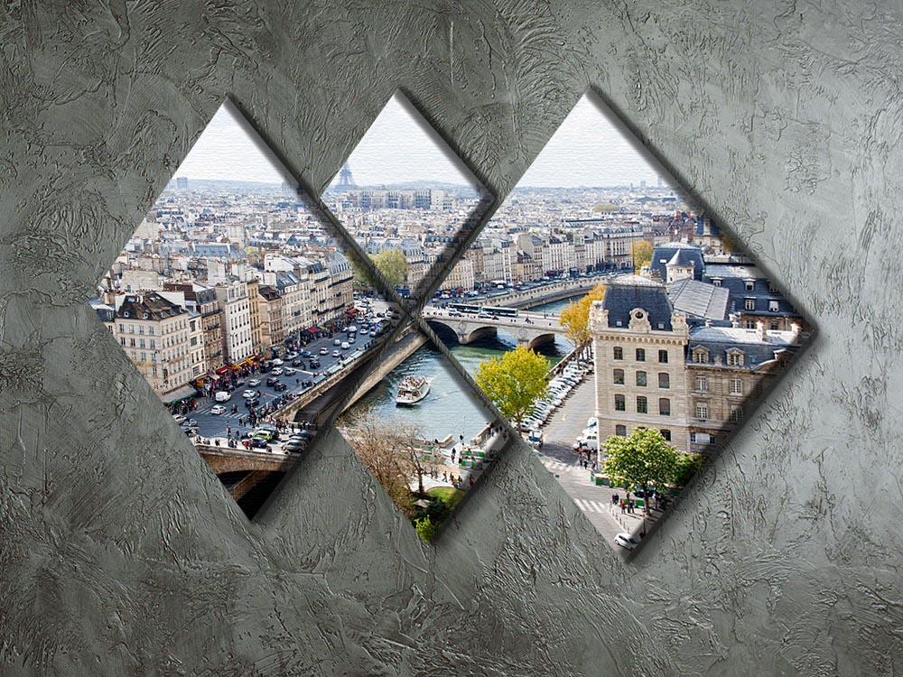 Paris skyline from the top of Notre Dame 4 Square Multi Panel Canvas  - Canvas Art Rocks - 2
