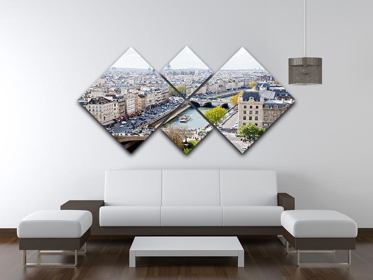 Paris skyline from the top of Notre Dame 4 Square Multi Panel Canvas  - Canvas Art Rocks - 3