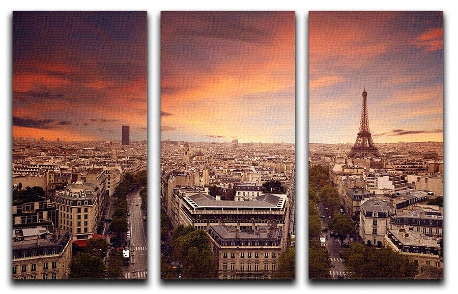 Paris sunset Skyline 3 Split Panel Canvas Print - Canvas Art Rocks - 1