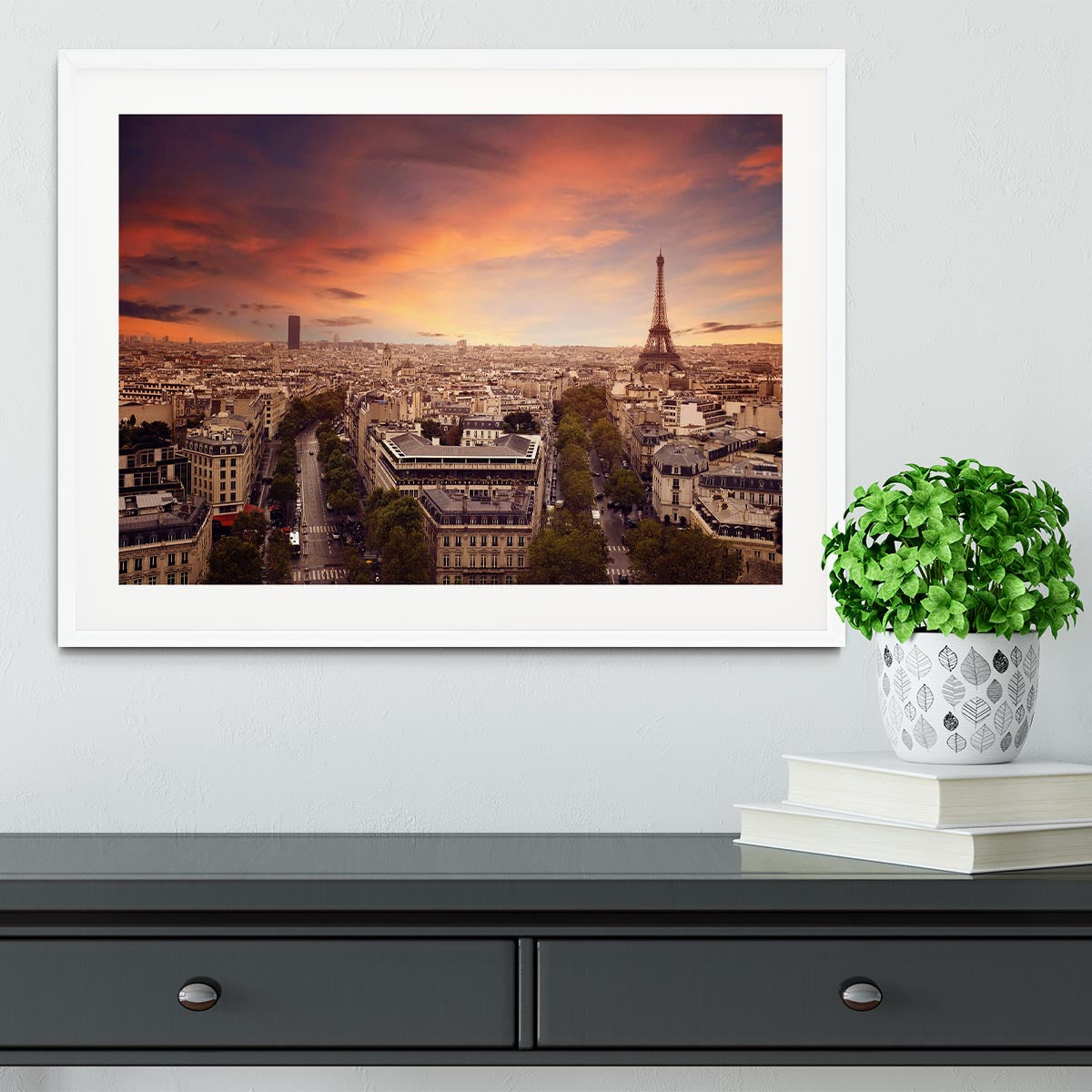 Paris sunset Skyline Framed Print - Canvas Art Rocks - 5