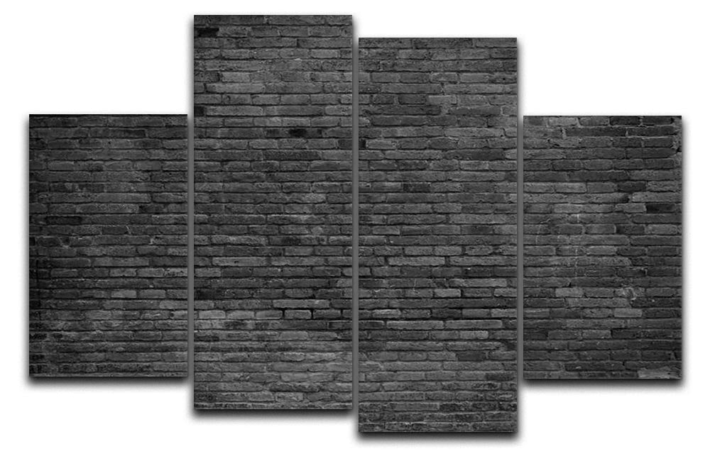 Part of black painted brick 4 Split Panel Canvas - Canvas Art Rocks - 1