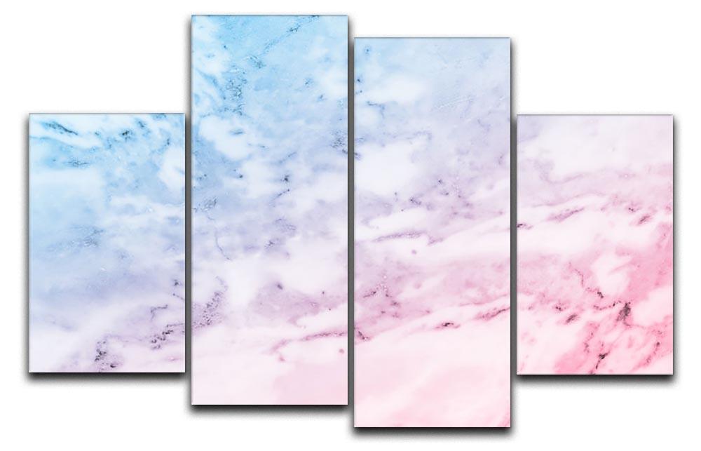 Pastel blue and pink marble 4 Split Panel Canvas  - Canvas Art Rocks - 1