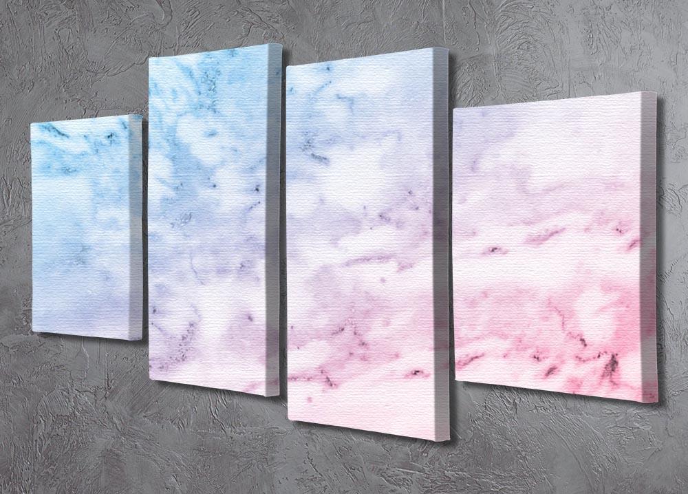 Pastel blue and pink marble 4 Split Panel Canvas  - Canvas Art Rocks - 2