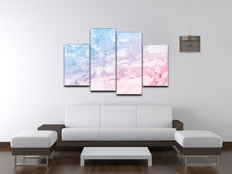 Pastel blue and pink marble 4 Split Panel Canvas  - Canvas Art Rocks - 3