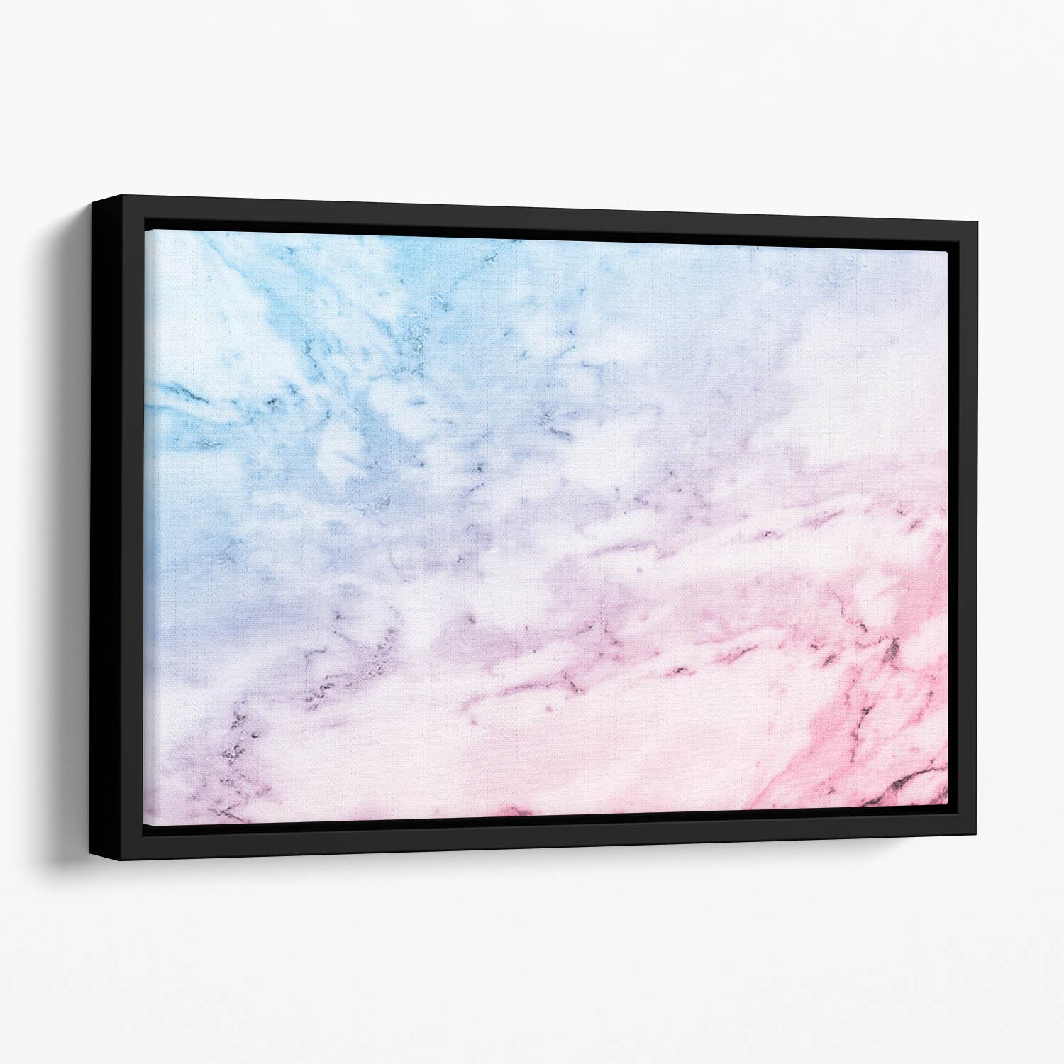 Pastel blue and pink marble Floating Framed Canvas