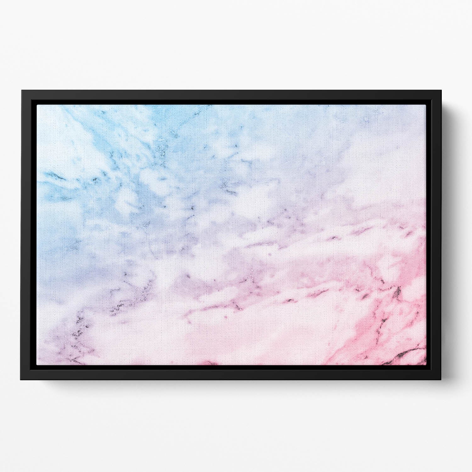 Pastel blue and pink marble Floating Framed Canvas
