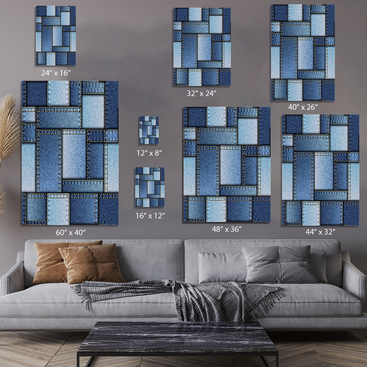 Patchwork of denim fabric Canvas Print or Poster - Canvas Art Rocks - 7