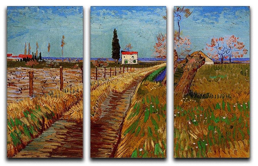 Path Through a Field with Willows by Van Gogh 3 Split Panel Canvas Print - Canvas Art Rocks - 4