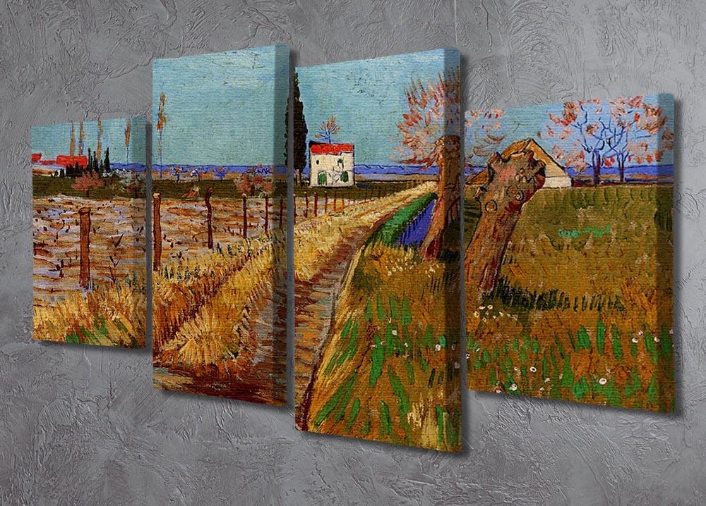 Path Through a Field with Willows by Van Gogh 4 Split Panel Canvas - Canvas Art Rocks - 2