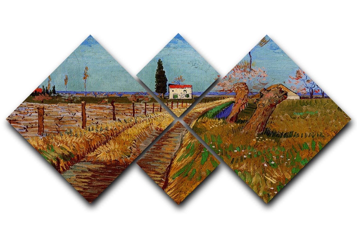 Path Through a Field with Willows by Van Gogh 4 Square Multi Panel Canvas  - Canvas Art Rocks - 1