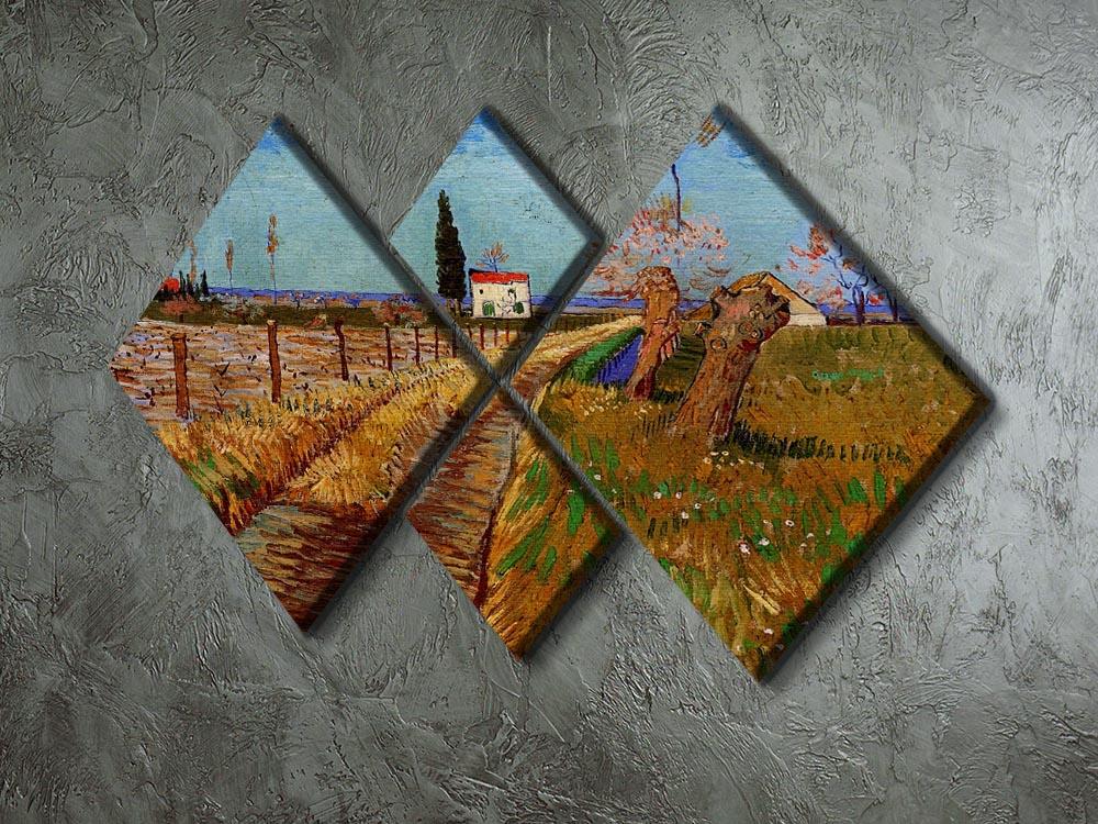 Path Through a Field with Willows by Van Gogh 4 Square Multi Panel Canvas - Canvas Art Rocks - 2