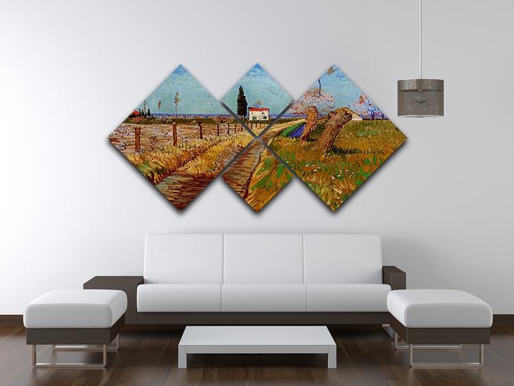 Path Through a Field with Willows by Van Gogh 4 Square Multi Panel Canvas - Canvas Art Rocks - 3