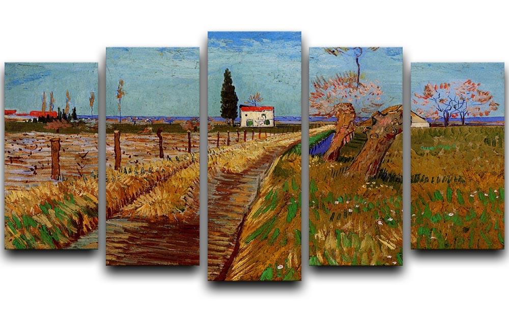 Path Through a Field with Willows by Van Gogh 5 Split Panel Canvas  - Canvas Art Rocks - 1