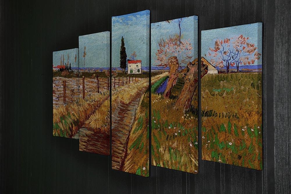 Path Through a Field with Willows by Van Gogh 5 Split Panel Canvas - Canvas Art Rocks - 2