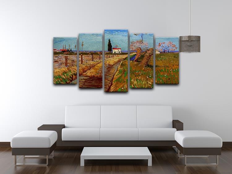 Path Through a Field with Willows by Van Gogh 5 Split Panel Canvas - Canvas Art Rocks - 3