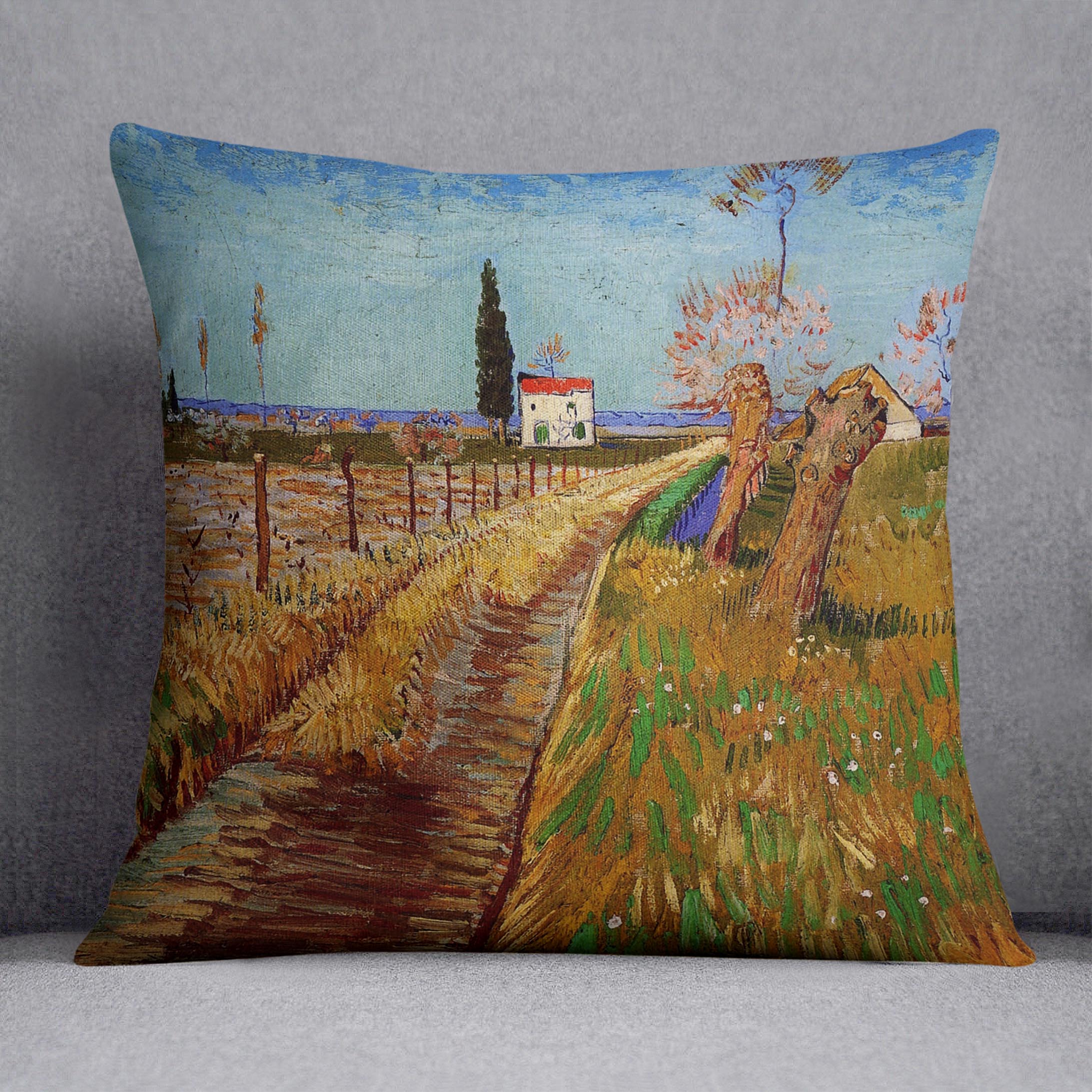 Path Through a Field with Willows by Van Gogh Cushion