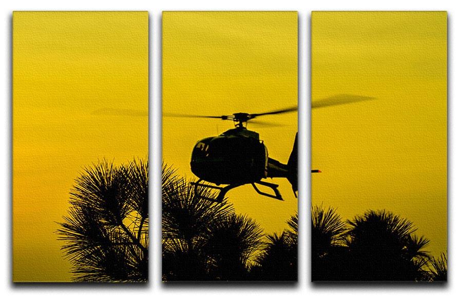 Patrol Helicopter flying in the sky 3 Split Panel Canvas Print - Canvas Art Rocks - 1