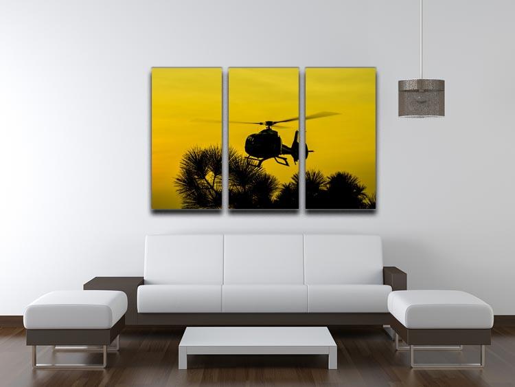 Patrol Helicopter flying in the sky 3 Split Panel Canvas Print - Canvas Art Rocks - 3