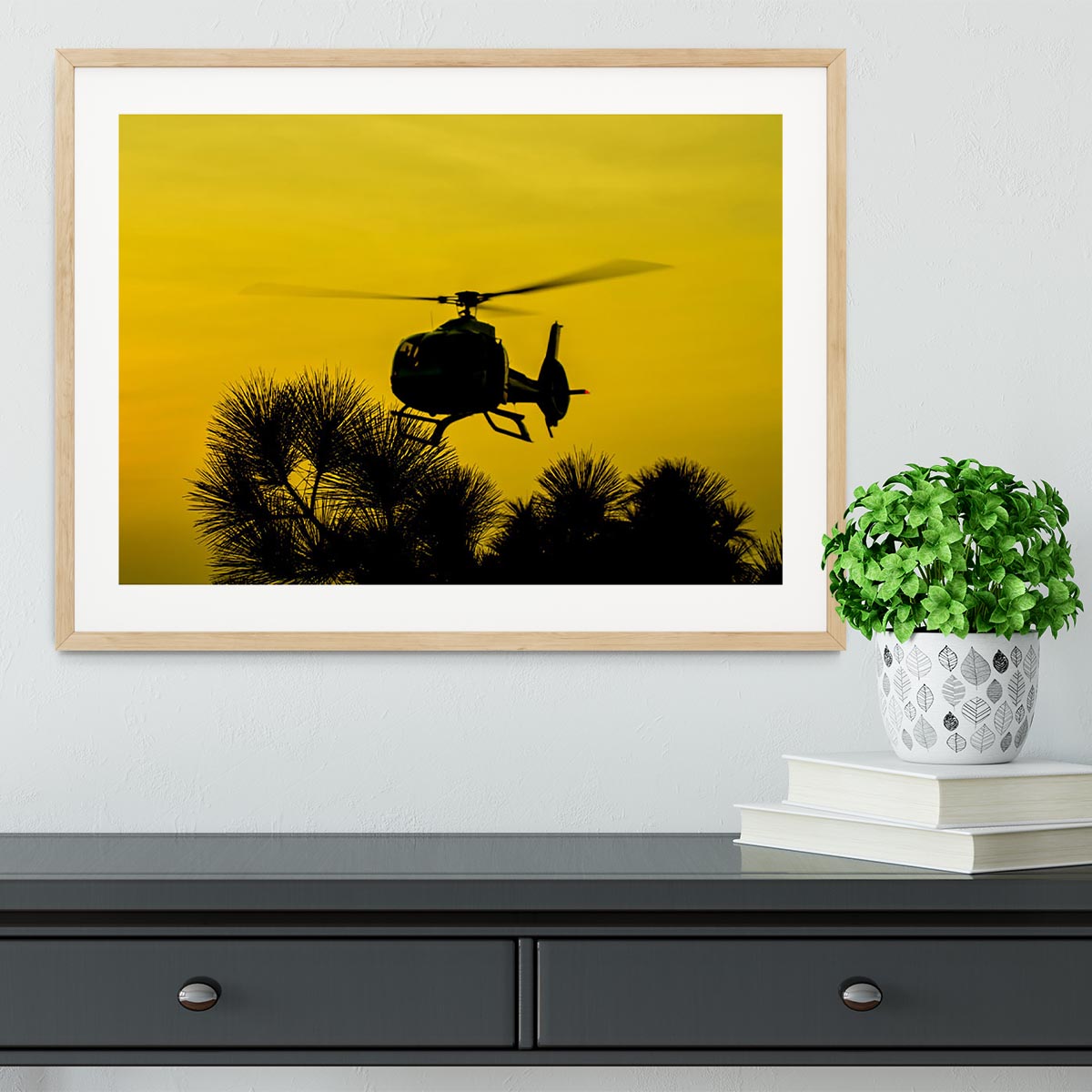 Patrol Helicopter flying in the sky Framed Print - Canvas Art Rocks - 3