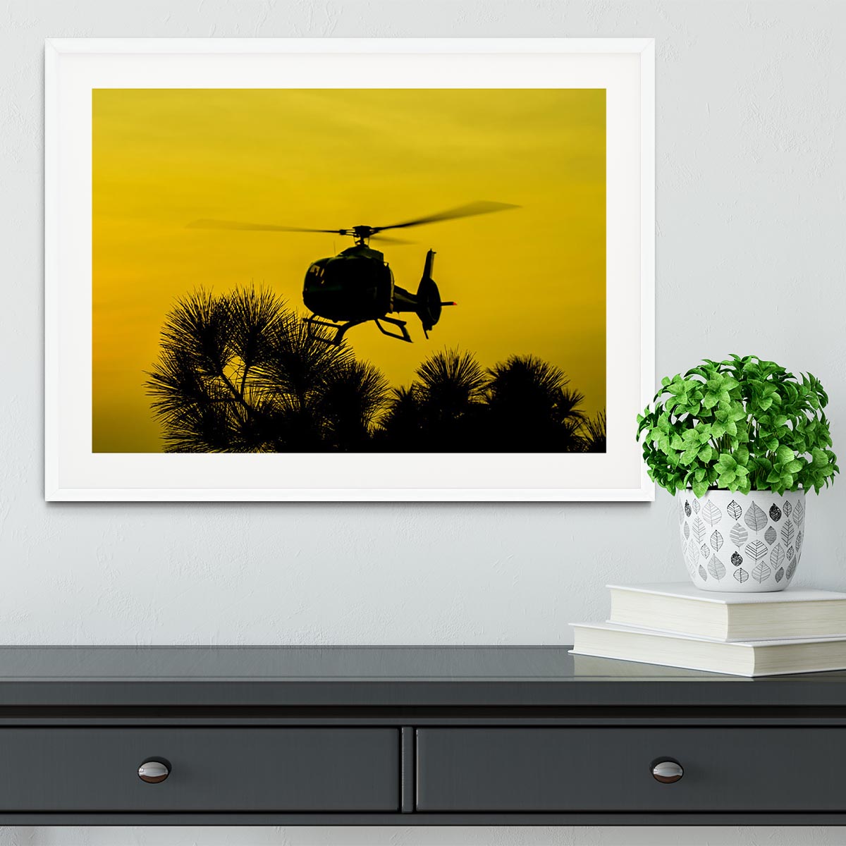 Patrol Helicopter flying in the sky Framed Print - Canvas Art Rocks - 5