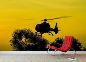 Patrol Helicopter flying in the sky Wall Mural Wallpaper - Canvas Art Rocks - 2
