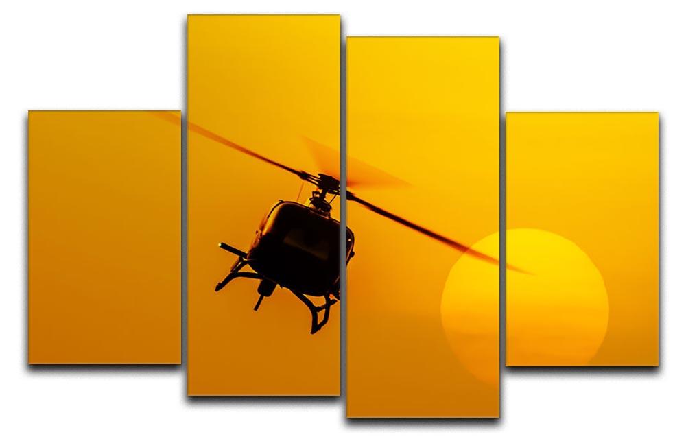 Patrol helicopter flying in sunset 4 Split Panel Canvas  - Canvas Art Rocks - 1
