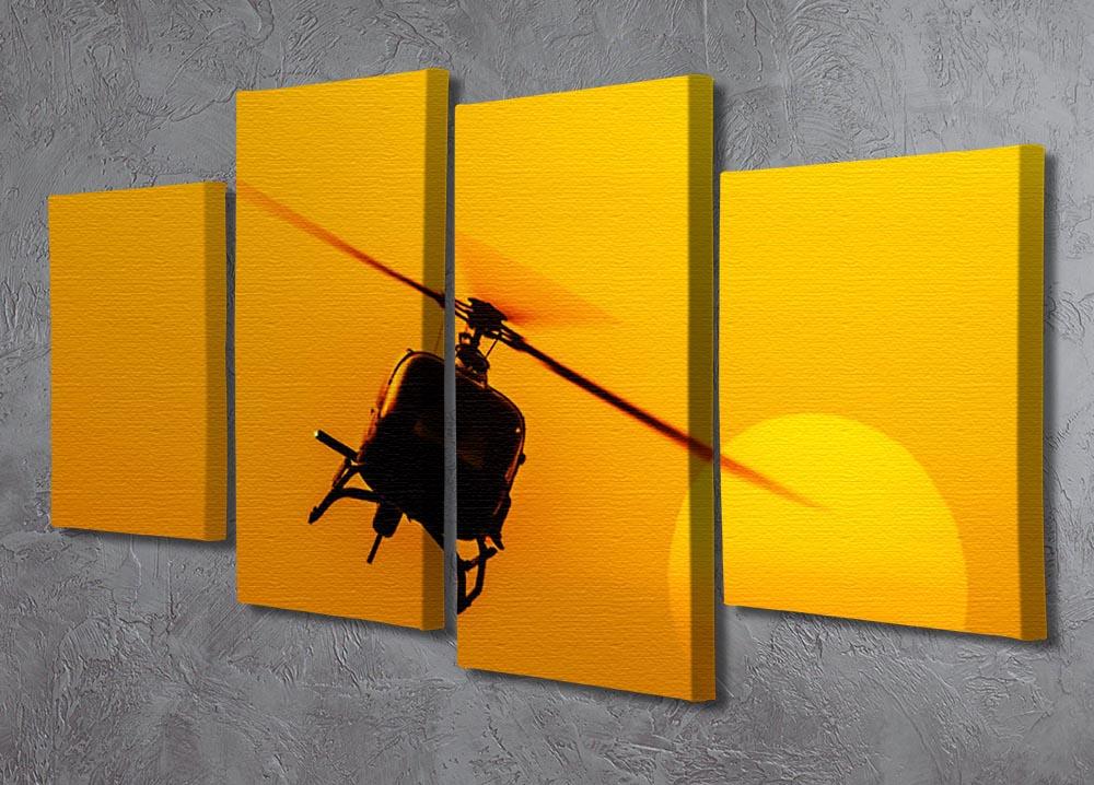 Patrol helicopter flying in sunset 4 Split Panel Canvas  - Canvas Art Rocks - 2