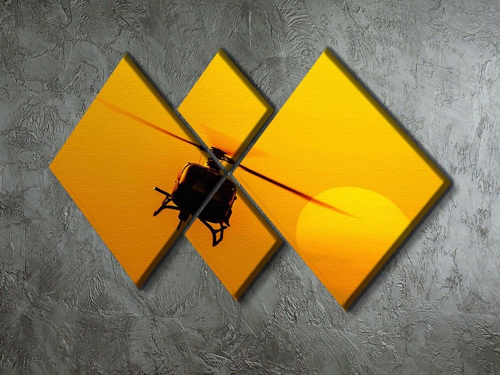 Patrol helicopter flying in sunset 4 Square Multi Panel Canvas  - Canvas Art Rocks - 2