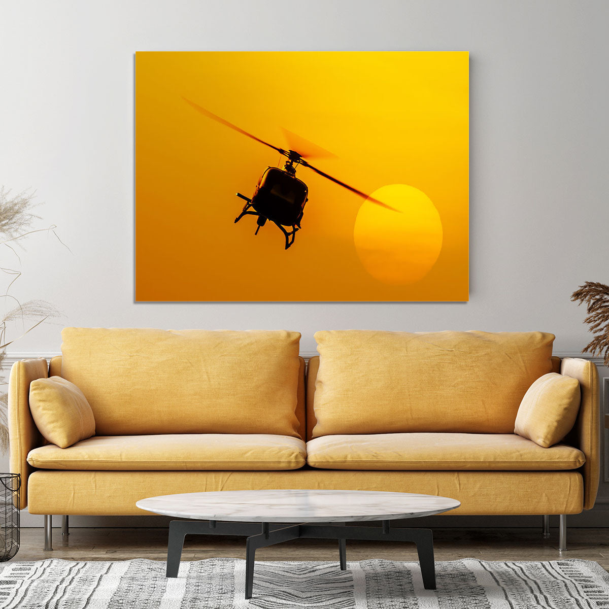 Patrol helicopter flying in sunset Canvas Print or Poster - Canvas Art Rocks - 4
