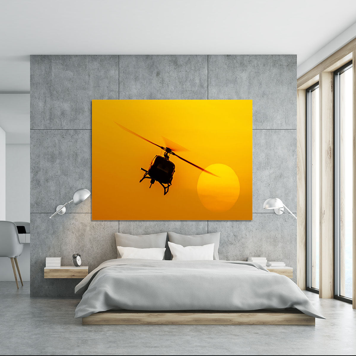 Patrol helicopter flying in sunset Canvas Print or Poster - Canvas Art Rocks - 5