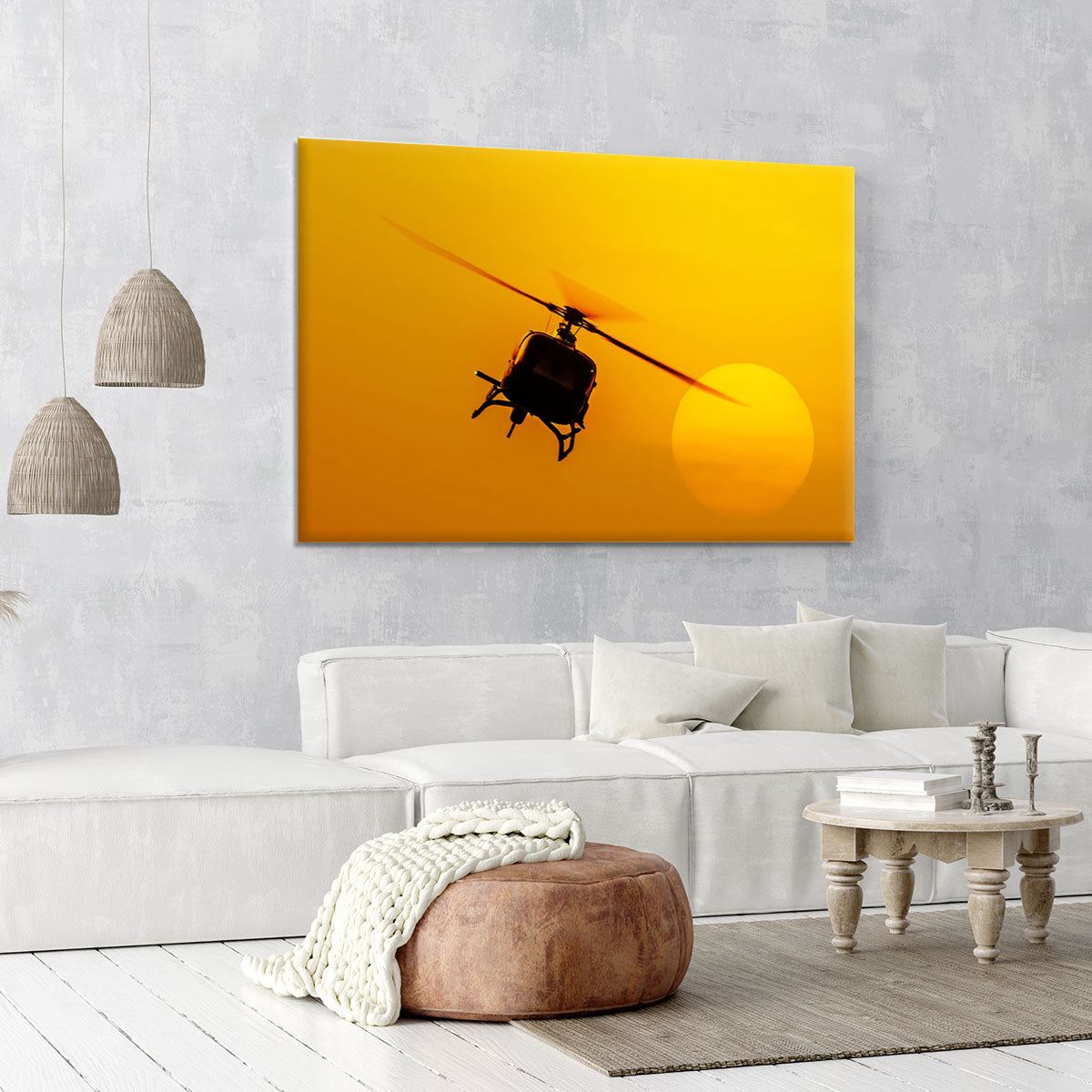 Patrol helicopter flying in sunset Canvas Print or Poster - Canvas Art Rocks - 6