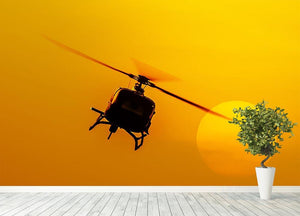 Patrol helicopter flying in sunset Wall Mural Wallpaper - Canvas Art Rocks - 4